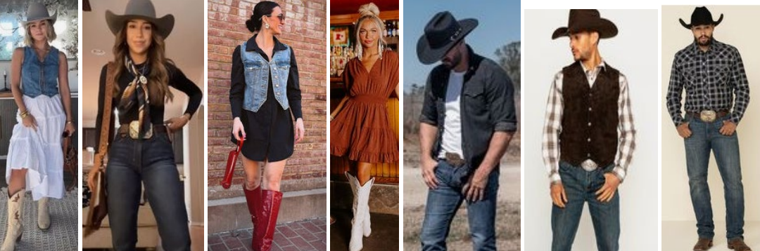 Photos of both male and female wearing western attire